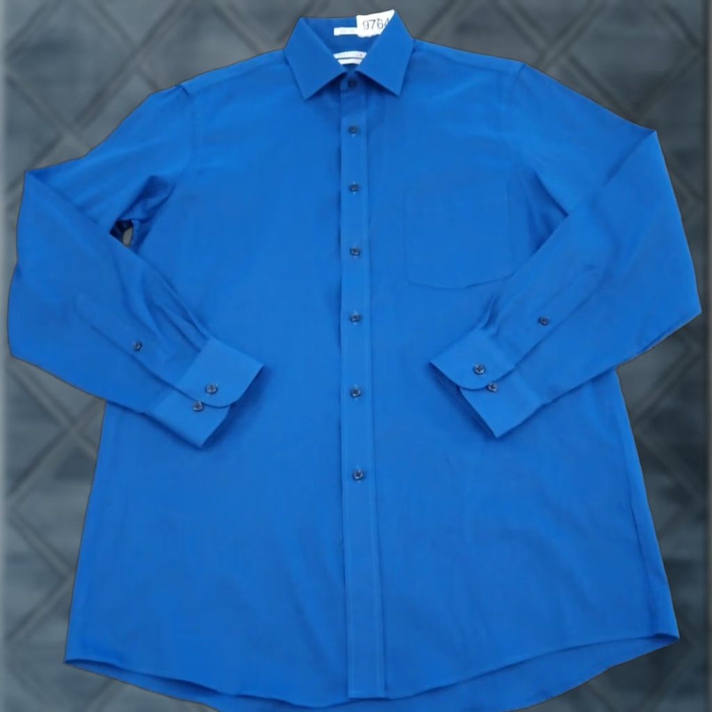 Van Heusen Van Heusen Shirt Mens Size 15 Blue Pin Cord Long Sleeve Button Up Cotton Blend Size US M / EU 48-50 / 2 - 1 Thumbnail