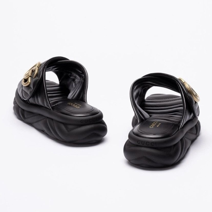Gucci Marmont GG logo quilted leather slides sandals Size US 6 / IT 36 - 5 Thumbnail