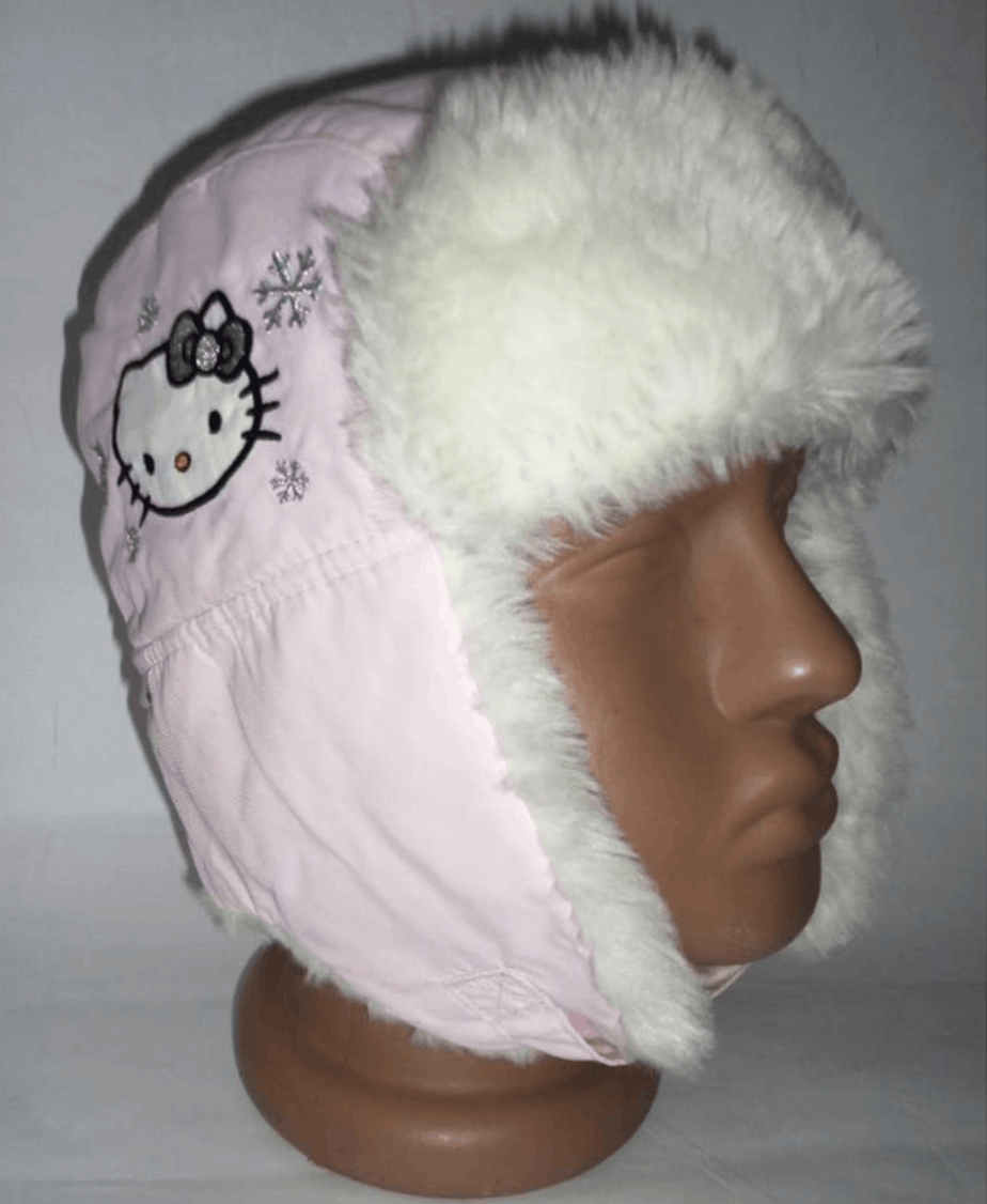 Anime Hello Kitty y2k Aviator Trapper Hat Faux Fur White Size ONE SIZE - 2 Thumbnail