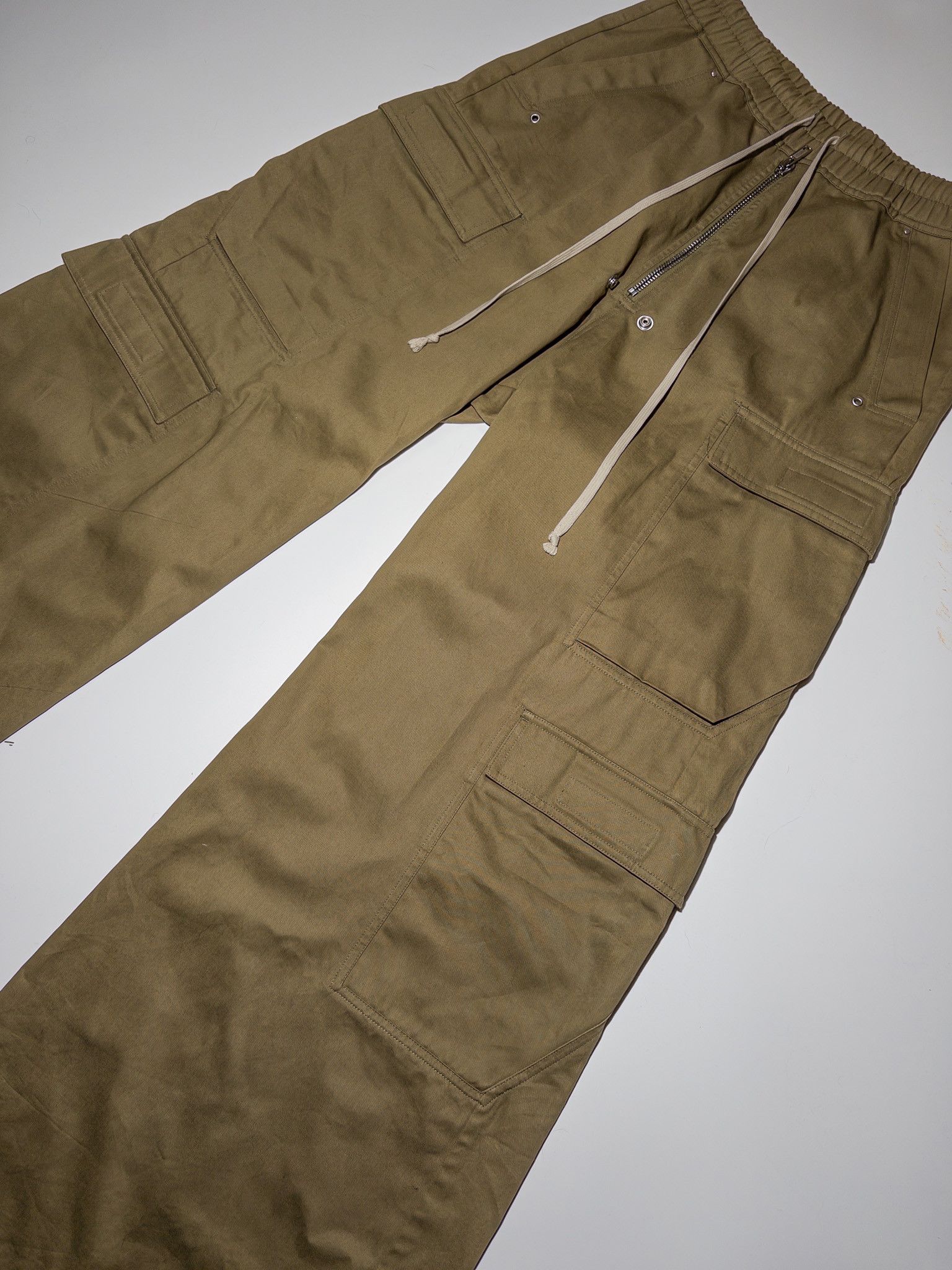 Rick Owens Drkshdw Rick Owens DRKSHDW Khaki Double Jumbo Belas Cargo Pants Size US 32 / EU 48 - 4 Thumbnail