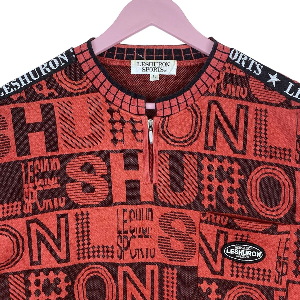 Designer × Vintage Leshuron Full Print Sweatshirt Quater Zip Pullover Jumper Size US L / EU 52-54 / 3 - 2 Thumbnail