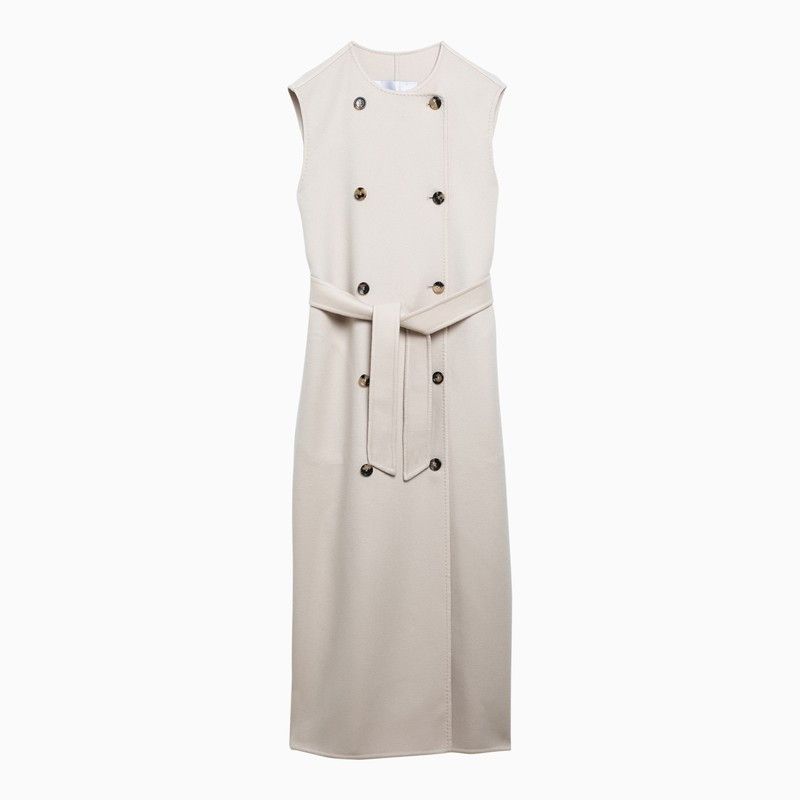 image of Max Mara Beige Wool And Cashmere Long Vest, Women's (Size Medium)