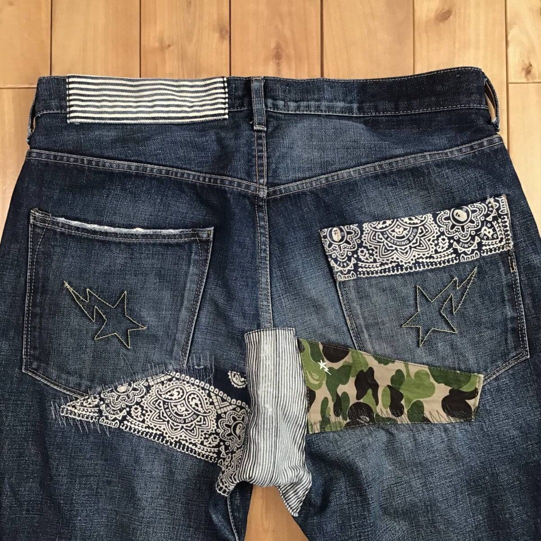 Bape × Nigo BAPE DAMAGE DENIM PANTS ABC camo a bathing ape ★size L Size US 34 / EU 50 - 4 Thumbnail