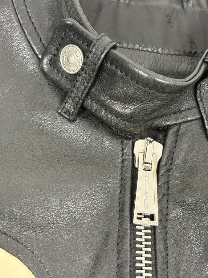 Dsquared2 AW2013 Dsquared2 Black & Beige Biker Leather Jacket Size US S / EU 44-46 / 1 - 9 Thumbnail