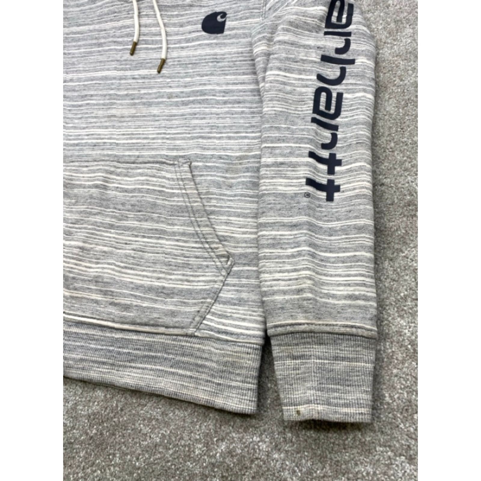 Carhartt Carhartt Hoodie Women’s Small S Gray Striped Long Sleeve Relaxed Fit 4/6 - Hooded, Pockets, Pullover Size S / US 4 / IT 40 - 3 Thumbnail