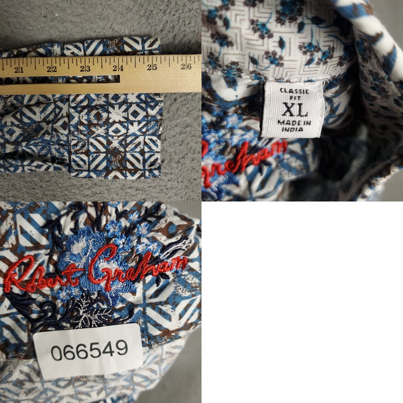 Robert Graham Robert Graham Shirt Mens XL Blue Brown Geometric Button Up Long Sleeve Size US XL / EU 56 / 4 - 8 Thumbnail