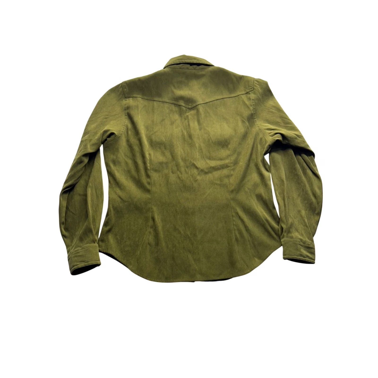 Olive VTG Five Star Olive Western Style Button-Up Shirt L Polyester/Spandex Long Sleeve Mens Mens L Olive Western Button-Up Shirt Size US L / EU 52-54 / 3 - 2 Thumbnail