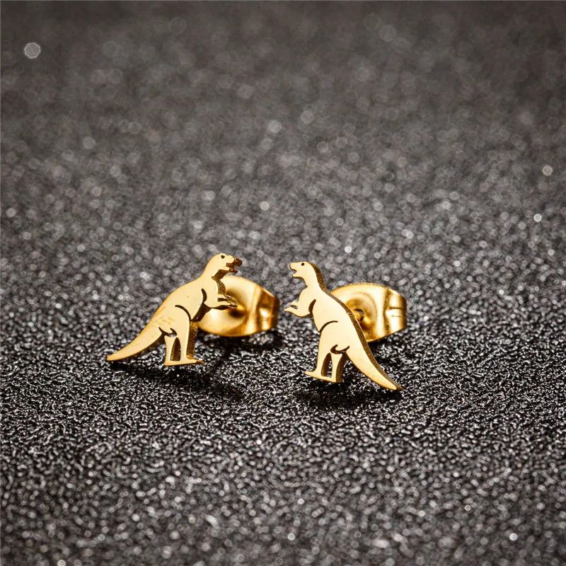 Jewelry Dinosaur Mini Stud Earrings Charm Earring Gift Size ONE SIZE - 1 Thumbnail