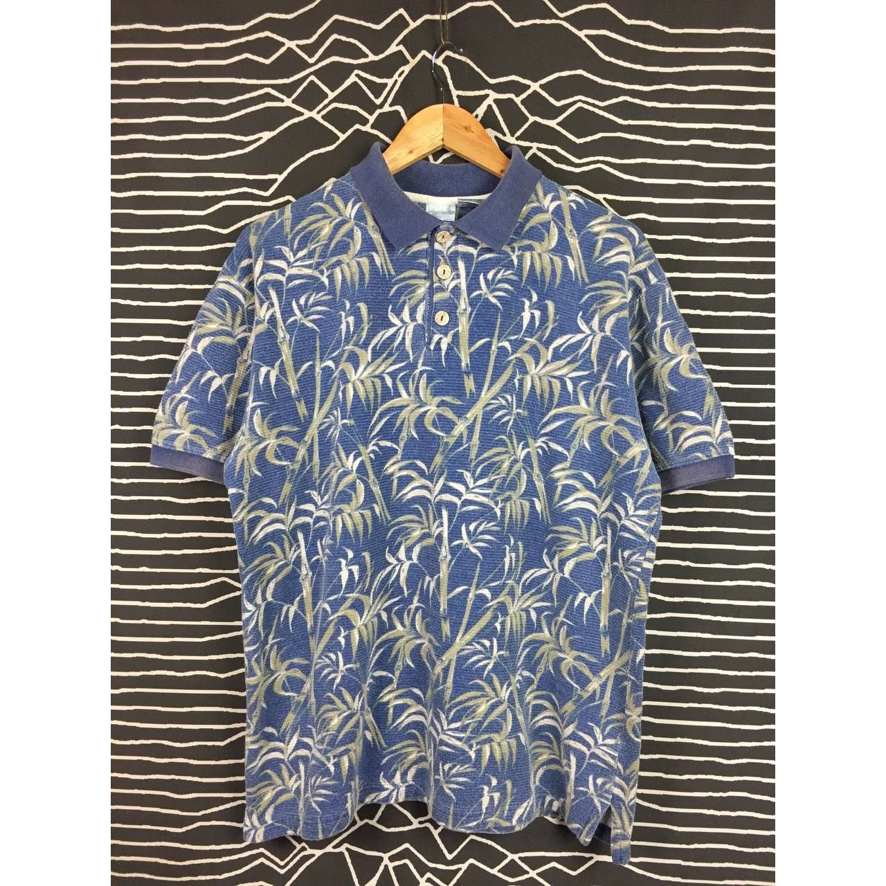 Ocean Pacific × Vintage Vtg 90s OP Ocean Pacific Bamboo Leaves AOP Polo Tee Size US M / EU 48-50 / 2 - 1 Thumbnail