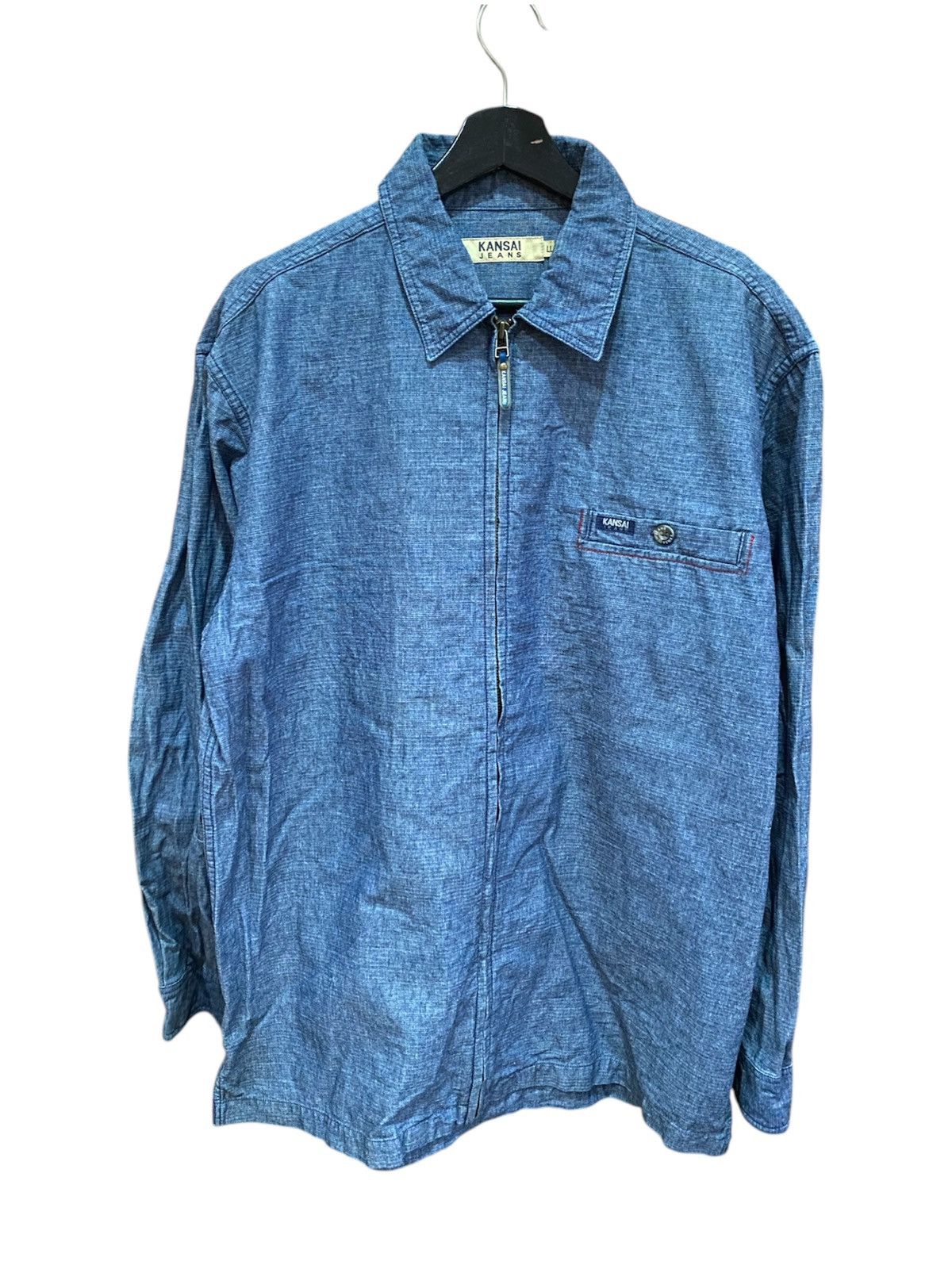 Kansai Yamamoto Vintage Kansai Jeans Denim Workwear Jacket Chambray Zip-Up Size US XL / EU 56 / 4 - 1 Thumbnail