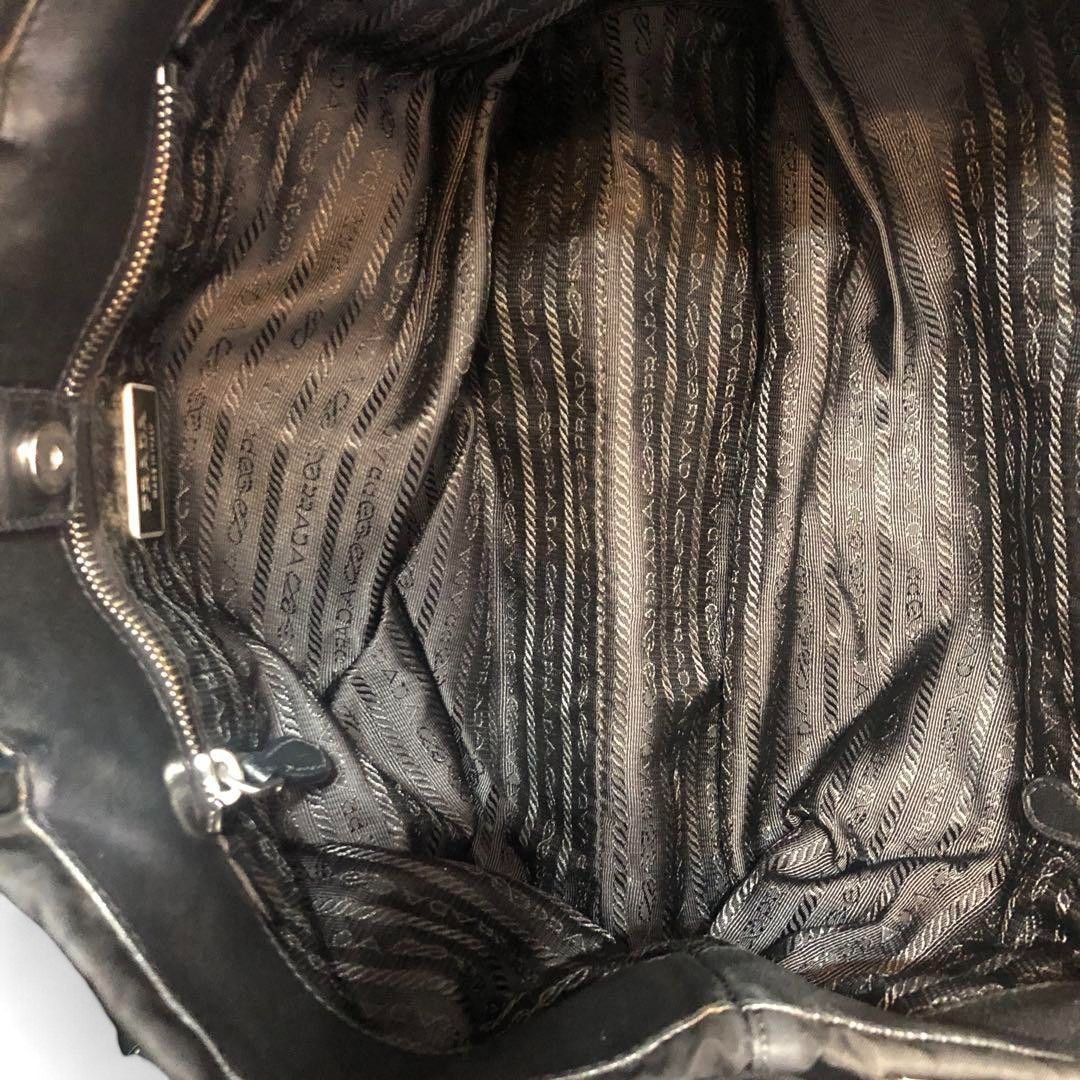 Prada Prada - Ribbon Leather Handbag Black Tote Bag Shoulder Size ONE SIZE - 5 Thumbnail