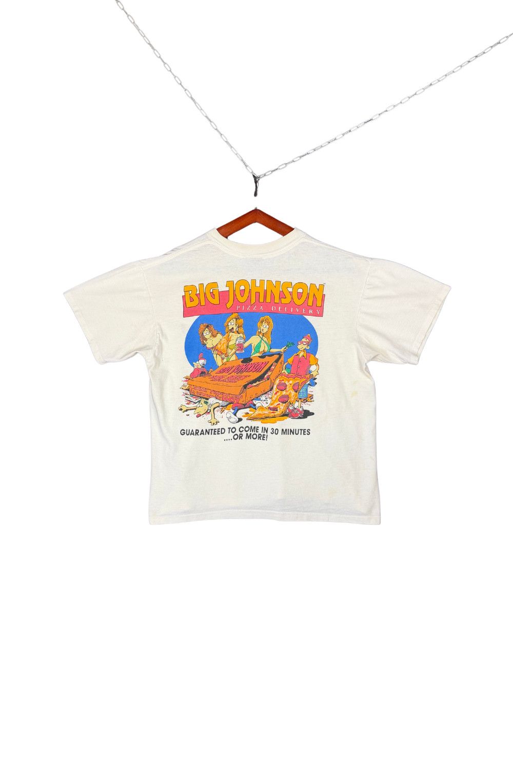 Vintage 1993 Big Johnson Pizza Delivery Graphic Tee Oneita Size US L / EU 52-54 / 3 - 1 Thumbnail