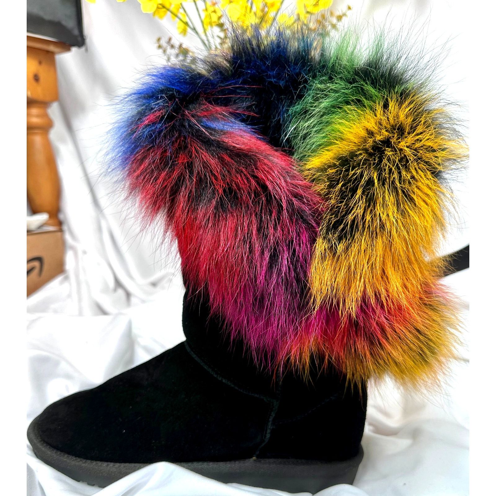 Aphnus Boots Cow Leather Fur Winter Snow Boots Fox Fur 10