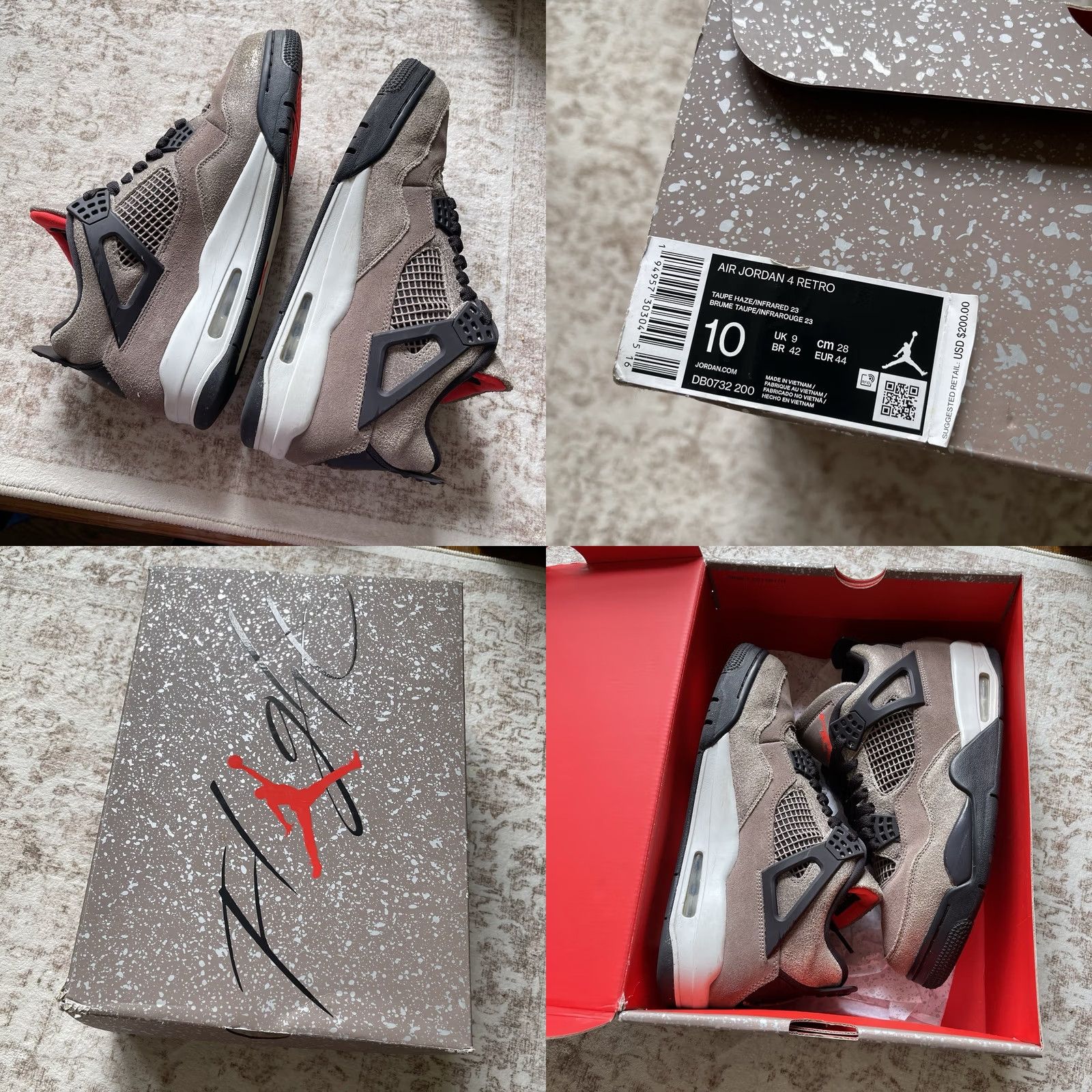 Jordan Brand Jordan Air Jordan 4 Retro Sneaker Men’s 10 Taupe Haze Brown DB0732-200 Size US 10 / EU 43 - 7 Thumbnail