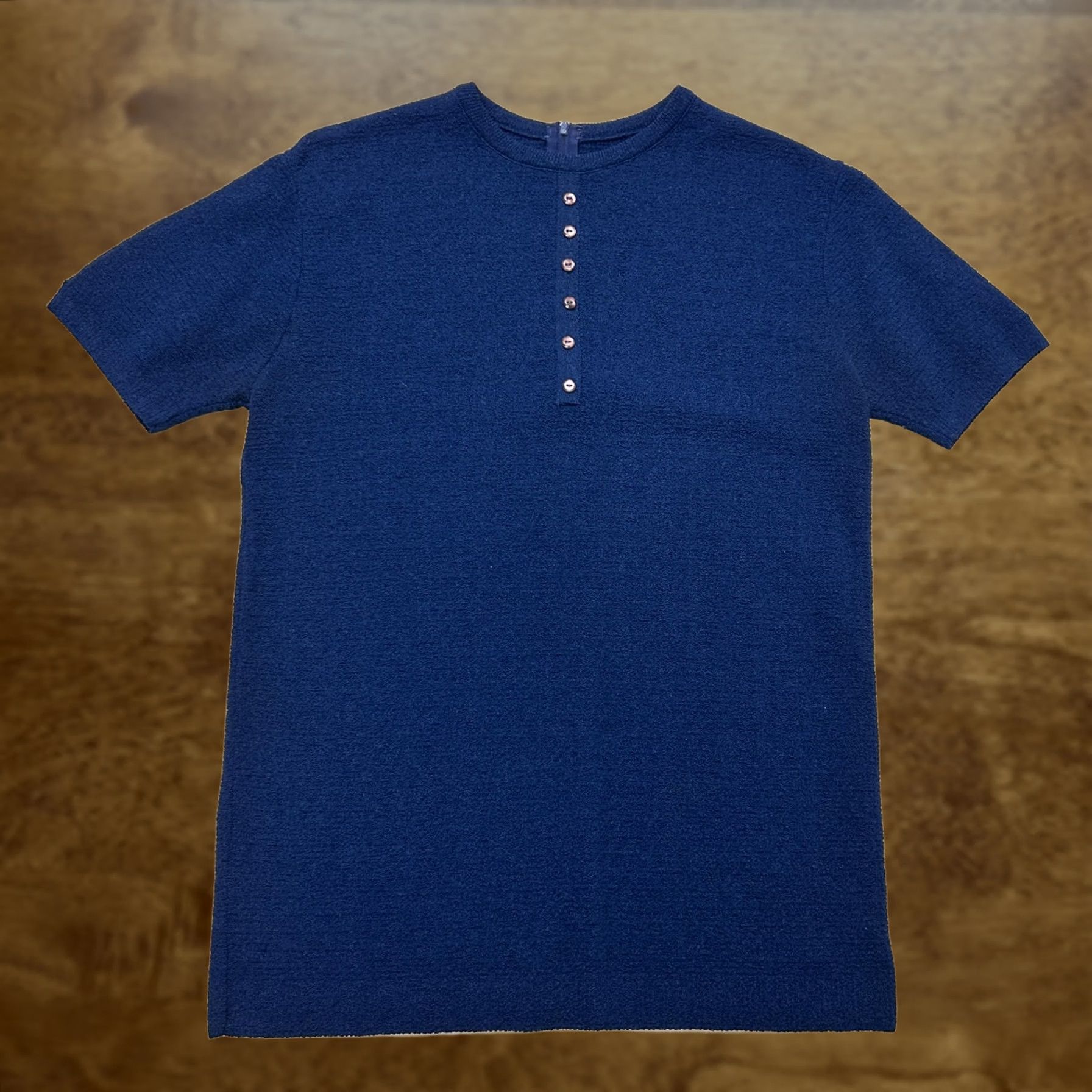 Vintage Vintage Shirt Womens M Blue Short Sleeve Textured Henley Knit Summer Tee Size M / US 6-8 / IT 42-44 - 1 Thumbnail