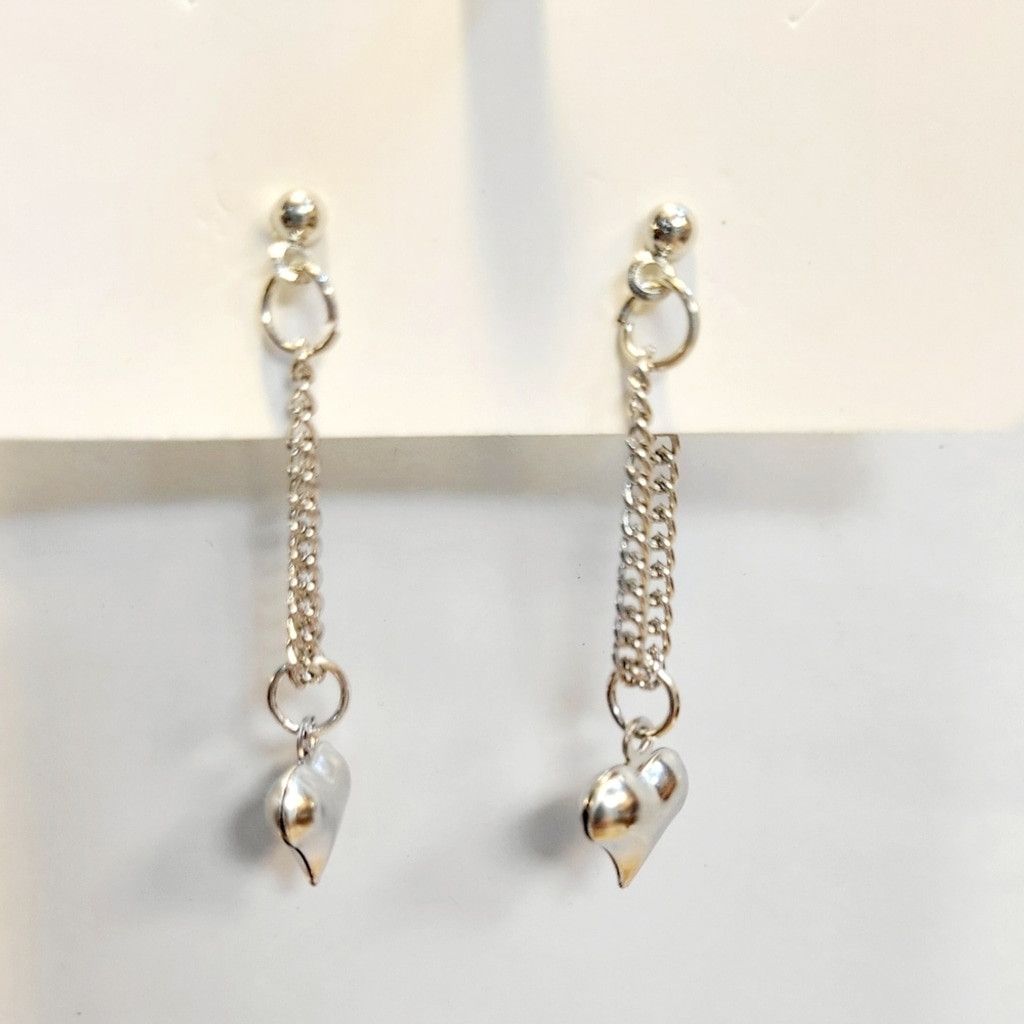 Other Silver plated double chain puffer heart dangle earrings Size ONE SIZE - 2 Thumbnail