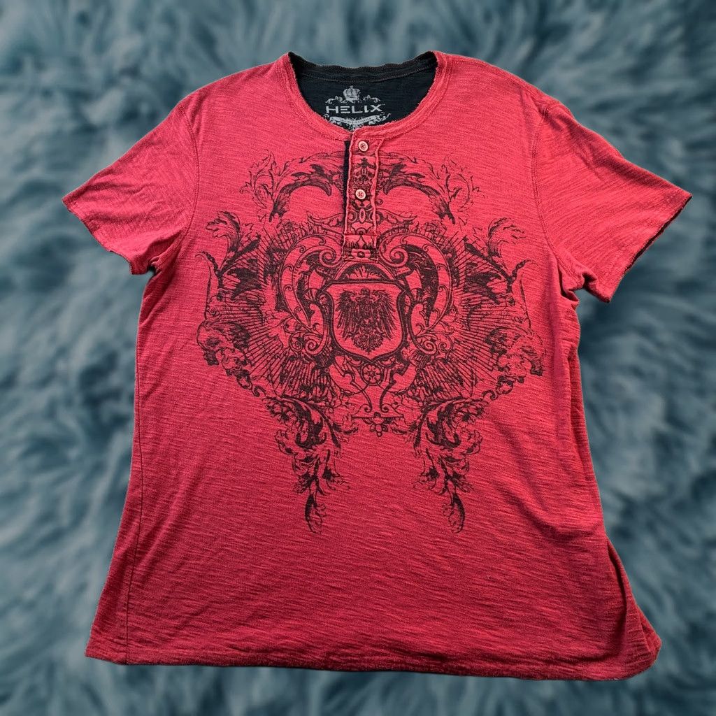 Vintage Helix Shirt Mens XL Red Henley Y2K Grunge Emo Cyber Size US XL / EU 56 / 4 - 1 Thumbnail