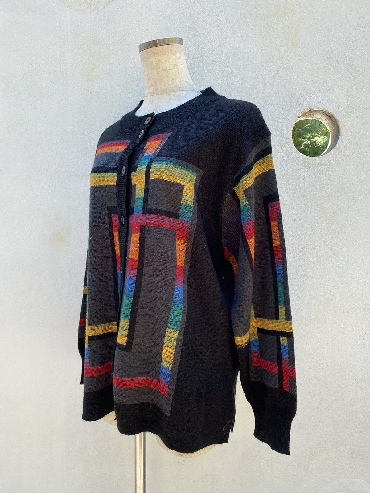 Designer × Vintage FINANCIER Black Knitted Cardigan Size L / US 10 / IT 46 - 8 Thumbnail
