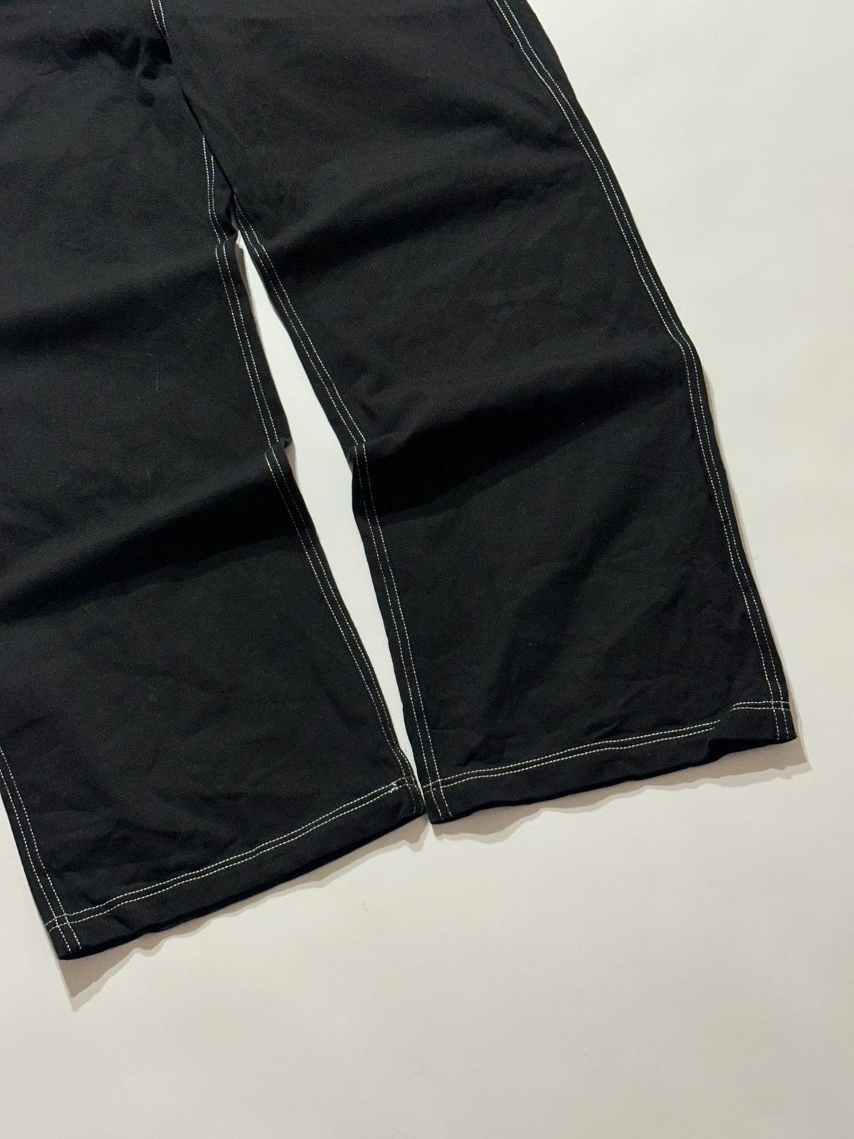 Japanese Brand Black Baggy Pants with Contrast Stitching Size US 32 / EU 48 - 4 Thumbnail