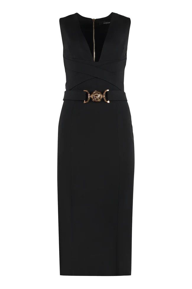 Versace o1y0226 Midi Dress in Black Size M / US 6-8 / IT 42-44 - 1 Thumbnail