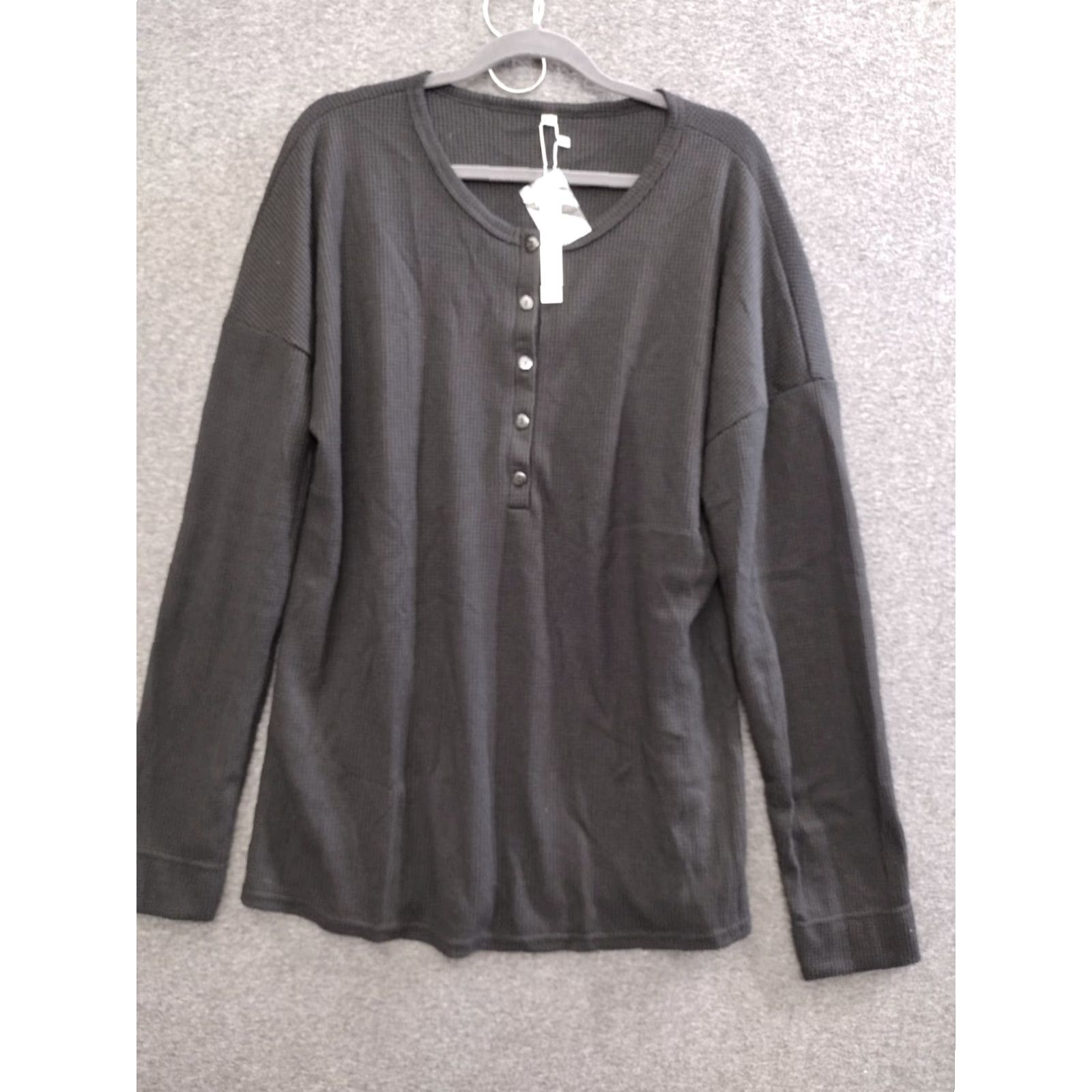 Vintage Unbranded Henley Ribbed Shirt Black Cotton Long Sleeve 2XL Men's Size US XXL / EU 58 / 5 - 2 Thumbnail