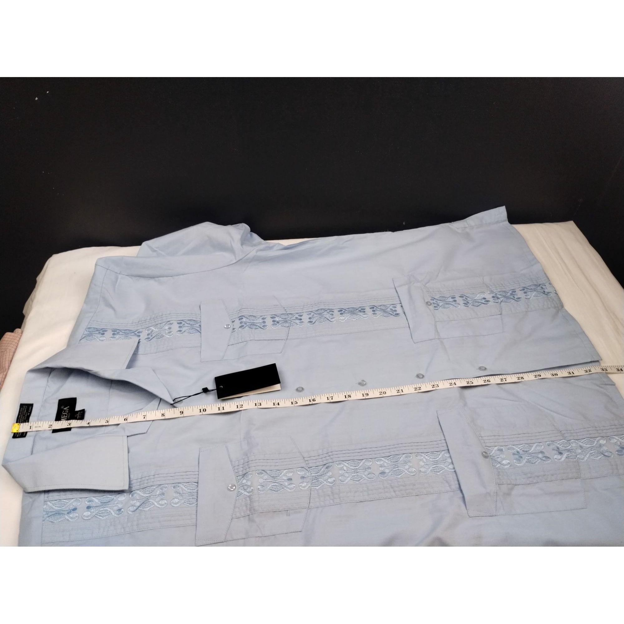 Omega Omega Men's Blue Embroidery Shirt/Button Up Size XL SKU 4015 Size US XL / EU 56 / 4 - 8 Thumbnail