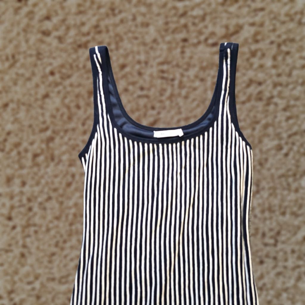 Bailey 44 Bailey 44 Dress Womens Size Small Blue Striped Ruffle Bottom Sleeveless Casual Dress Size 28" / US 6 / IT 42 - 1 Thumbnail