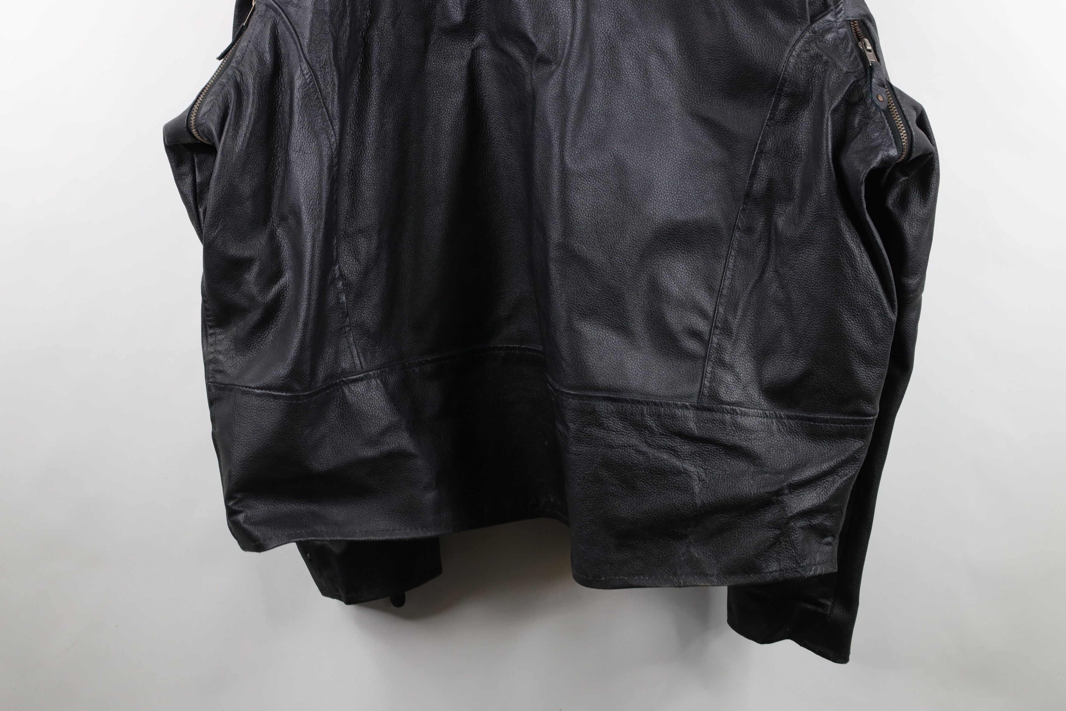Vintage Vintage 90s Streetwear Heavyweight Leather Motorcycle Jacket Size US XXL / EU 58 / 5 - 14 Thumbnail