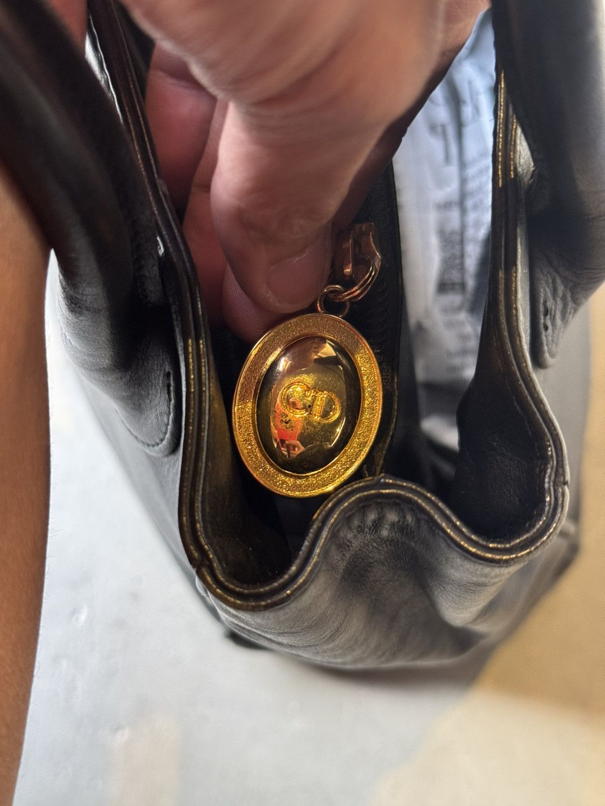 Dior × Vintage Christian Dior handbag, black CD leather, vintage, Size ONE SIZE - 9 Thumbnail
