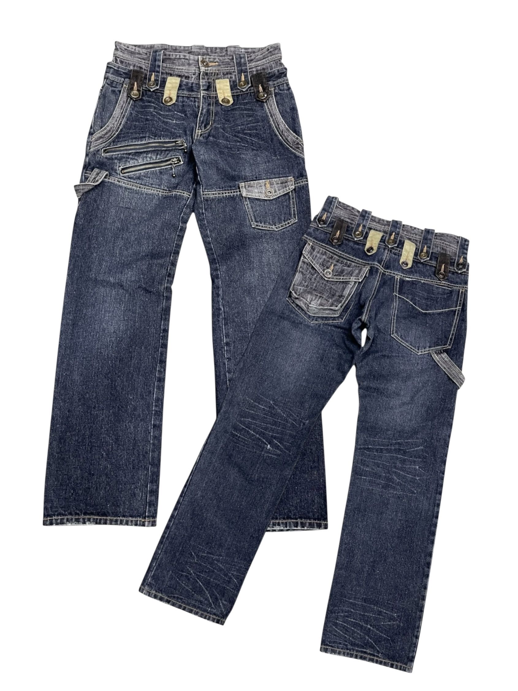 Kapital Vtg GUMU Double Waist MultiZip Utility Cargo Denim Y2K Japan Size US 28 / EU 44 - 2 Thumbnail