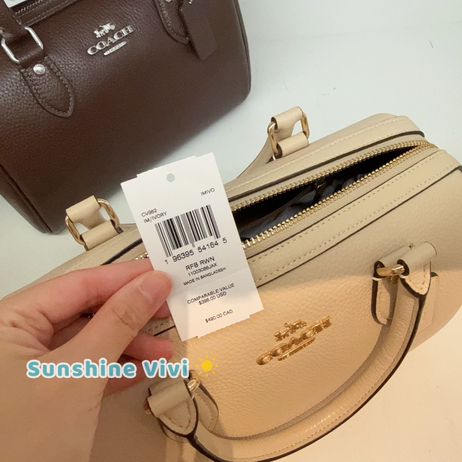 Coach NWT Coach Rowan Satchel CV962 Pebbled Leather Ivory Size ONE SIZE - 5 Thumbnail