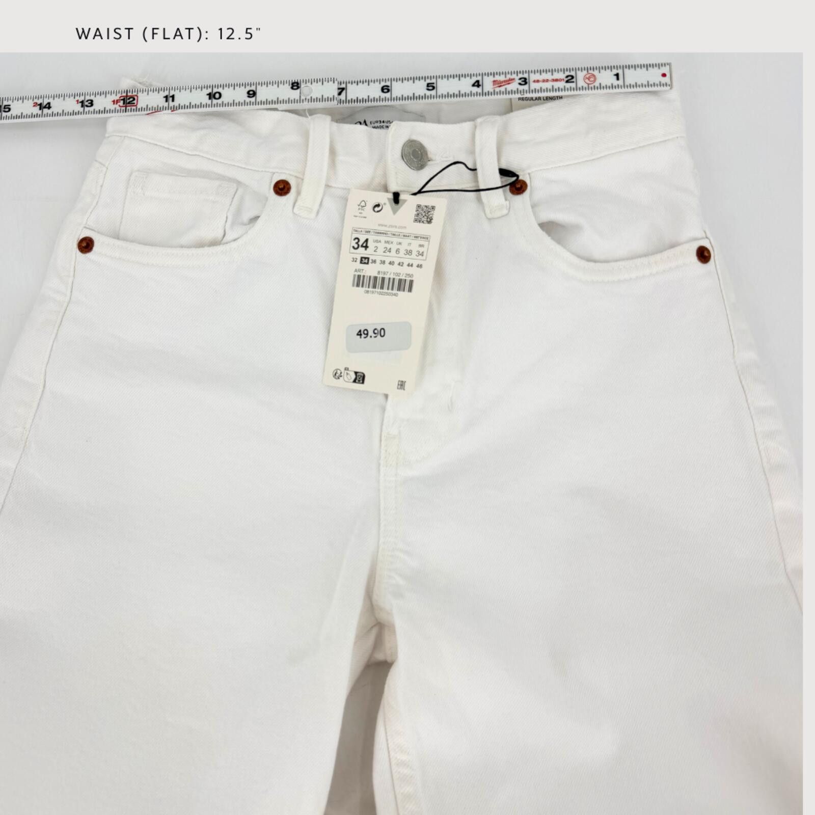 Zara Zara NWT High Rise Barrel Jeans White 2 Size 26" / US 2 / IT 38 - 6 Thumbnail