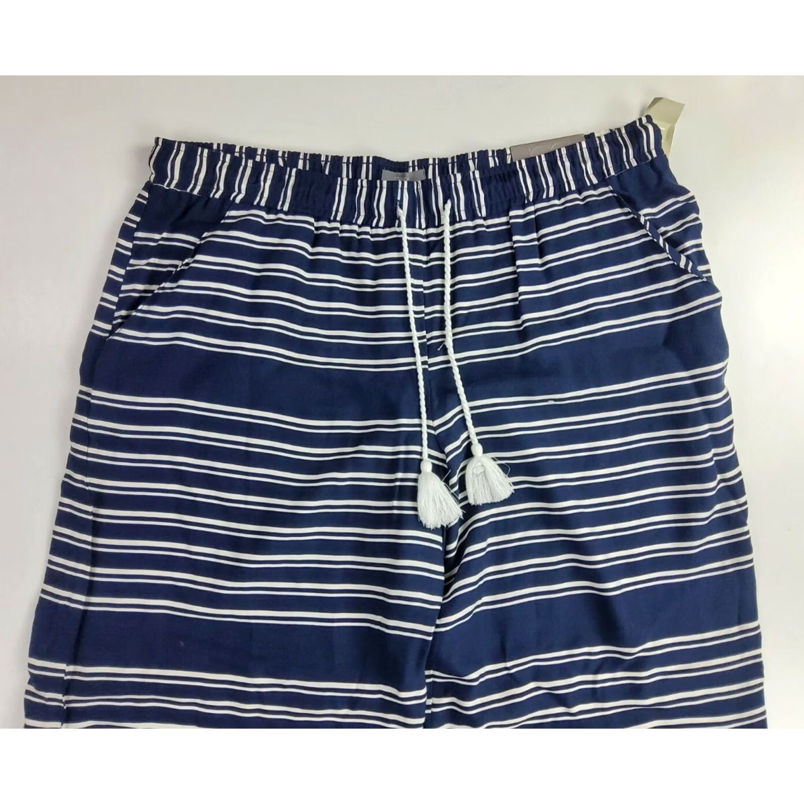 Vintage Maurices Drawstring Striped Rayon Pants Navy White Size XL Size 40" / US 18 - 3 Thumbnail