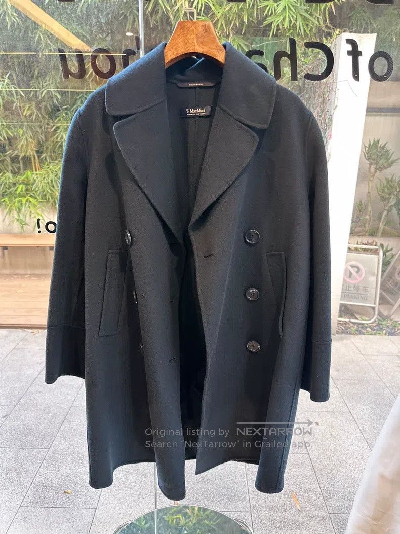 Max Mara Max Mara Navy Blue Sheep Wool Coat Size 4XL / US 24-26 - 1 Thumbnail