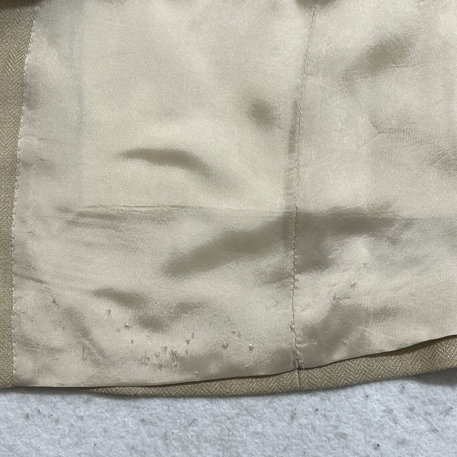 Zanieri Zanieri Italy Silk Blend Suit Jacket Beige Herringbone Coat Size 42R - 17 Thumbnail