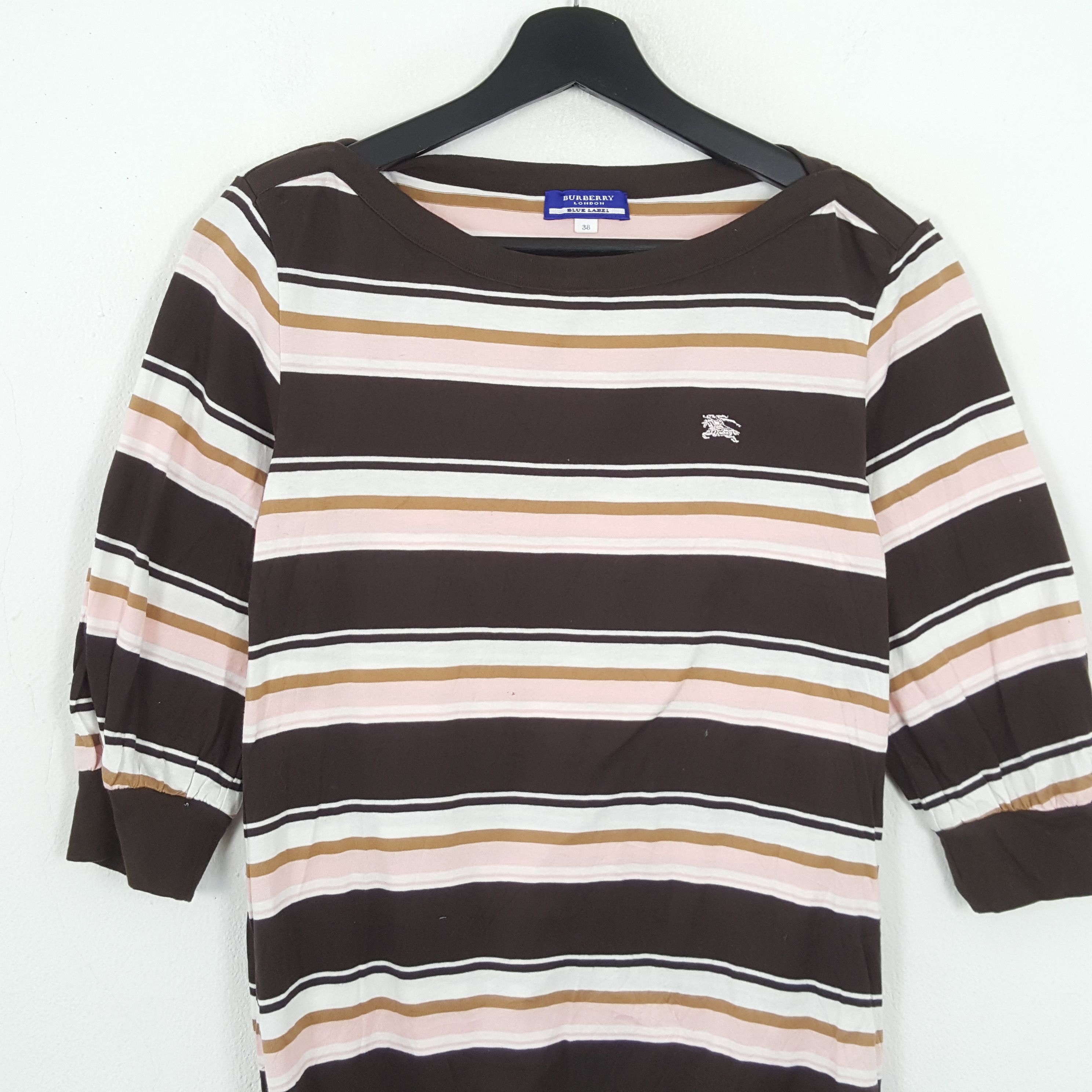 Burberry × Japanese Brand × Vintage BURBERRY LONDON BLUE LABEL Small Logo Stripes Design Tshirt Size XS / US 0-2 / IT 36-38 - 2 Thumbnail