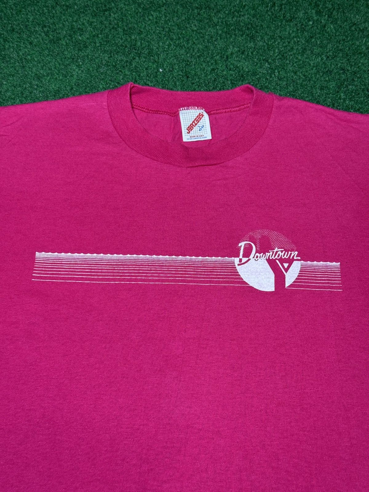 Jerzees Vintage 80s 90s YMCA Downtown Erie Pa Large Pink T Shirt Size L / US 10 / IT 46 - 2 Thumbnail