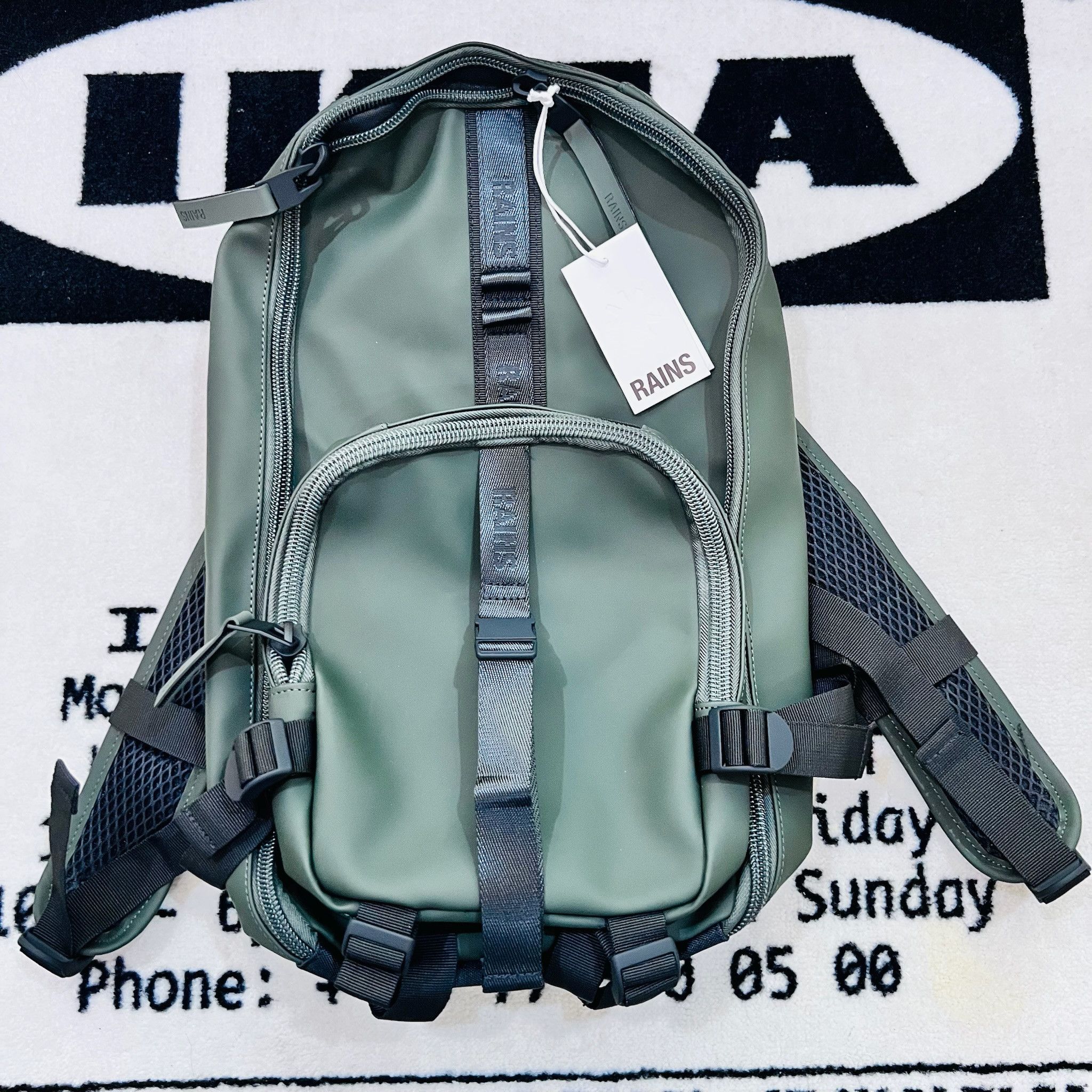 Rains Rains Rucksack Waterproof Trail Backpack - Green Size ONE SIZE - 2 Thumbnail