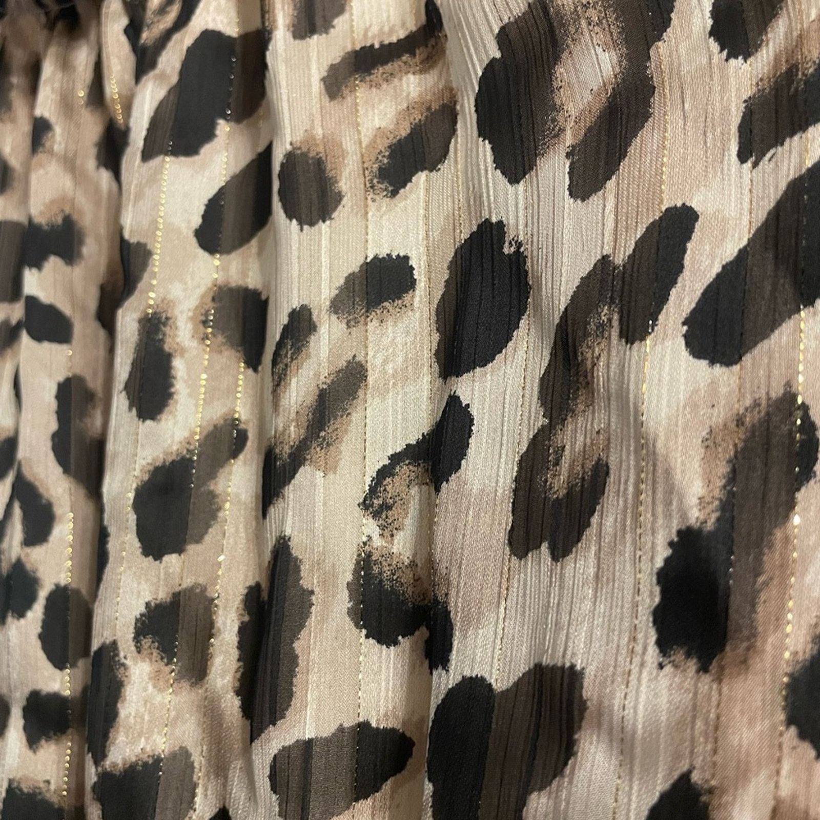 BuddyLove Buddy Love Beige and Black Leopard Print Ruffle Dress Size M / US 6-8 / IT 42-44 - 5 Thumbnail