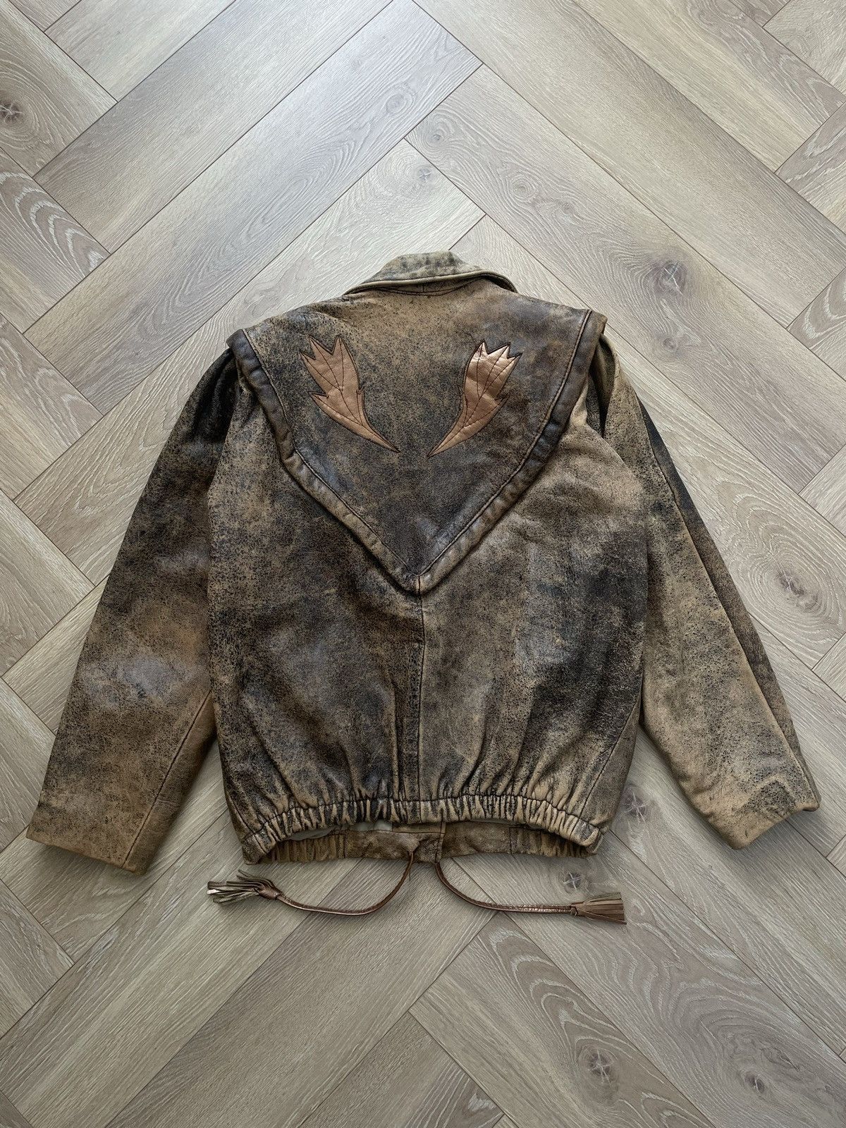 Vintage Washed Brown Retro 90s Genuine Real Leater Bomber Punk Rock Size US M / EU 48-50 / 2 - 2 Thumbnail