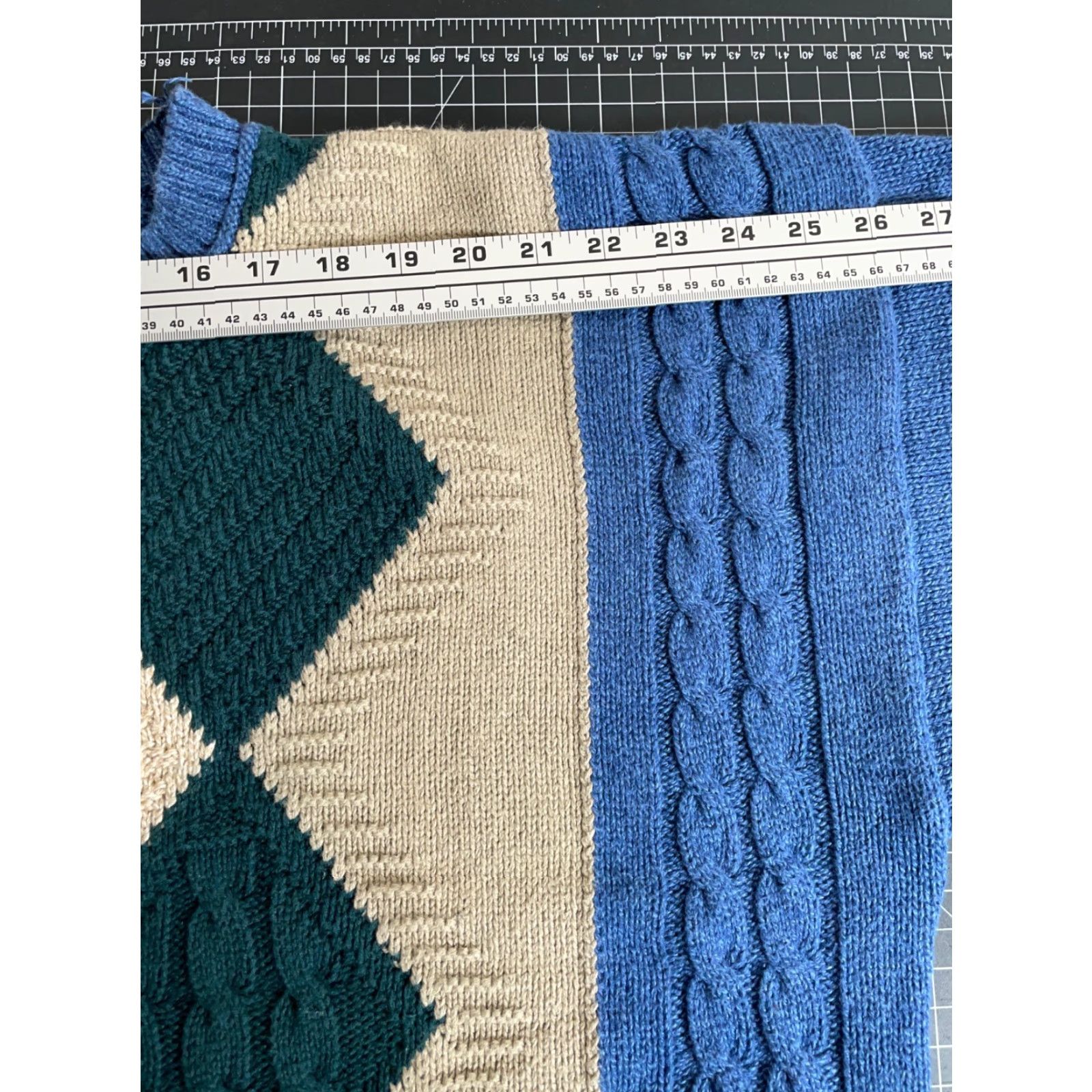 Vintage VINTAGE New Yorker Diamond Pattern Sweater Men XL Blue Beige Crew Neck 80s 90s Preppy Chunky Knit Pullover Relaxed Fit Knit Cotton Sweater Size US XL / EU 56 / 4 - 7 Thumbnail