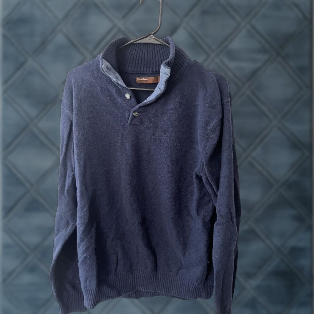 Perry Ellis Perry Ellis Men Navy Blue Sweater Sz Large 1/4 Button Neck Size US L / EU 52-54 / 3 - 1 Thumbnail
