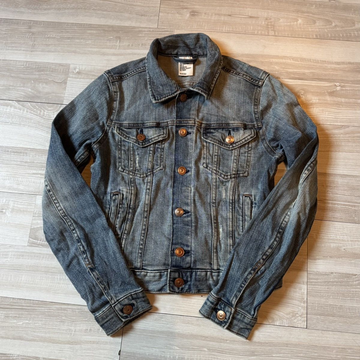 H&M Grunge Y2K H&M Slim Fit Denim Jacket Size XS / US 0-2 / IT 36-38 - 1 Thumbnail