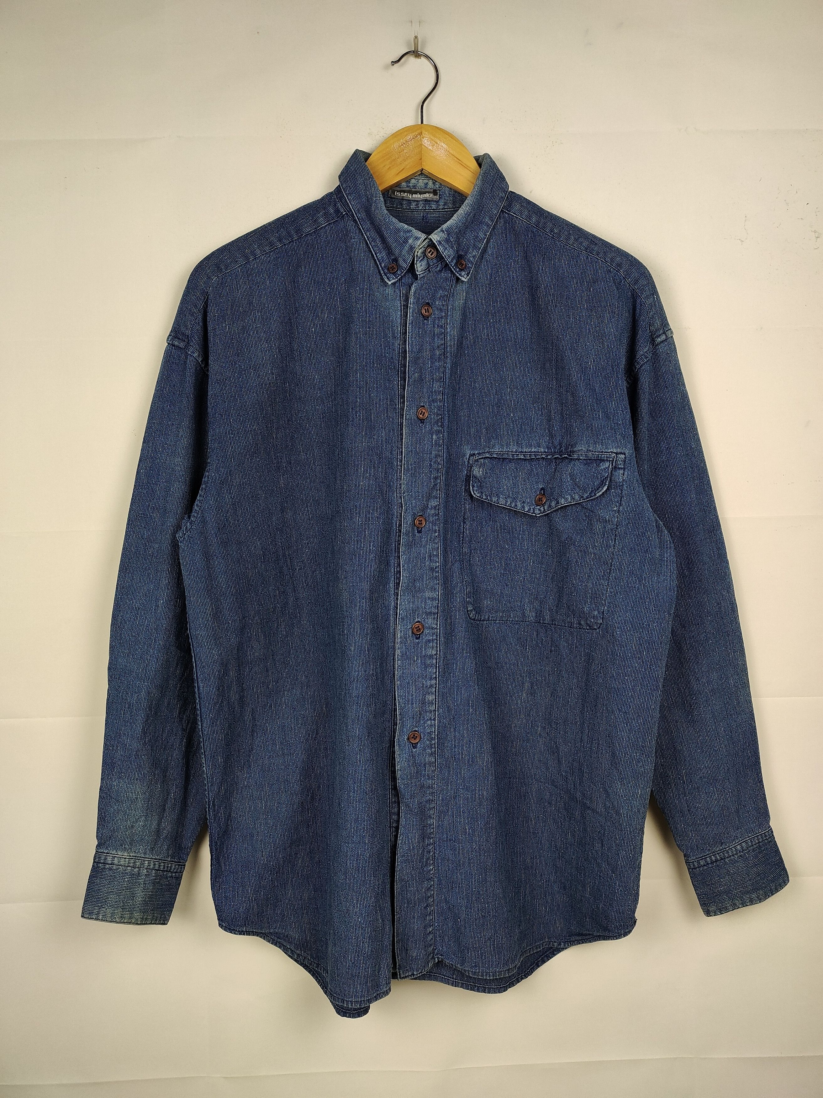 Issey Miyake Vintage Issey Miyake Oversized Denim Button Shirt Size US M / EU 48-50 / 2 - 1 Thumbnail