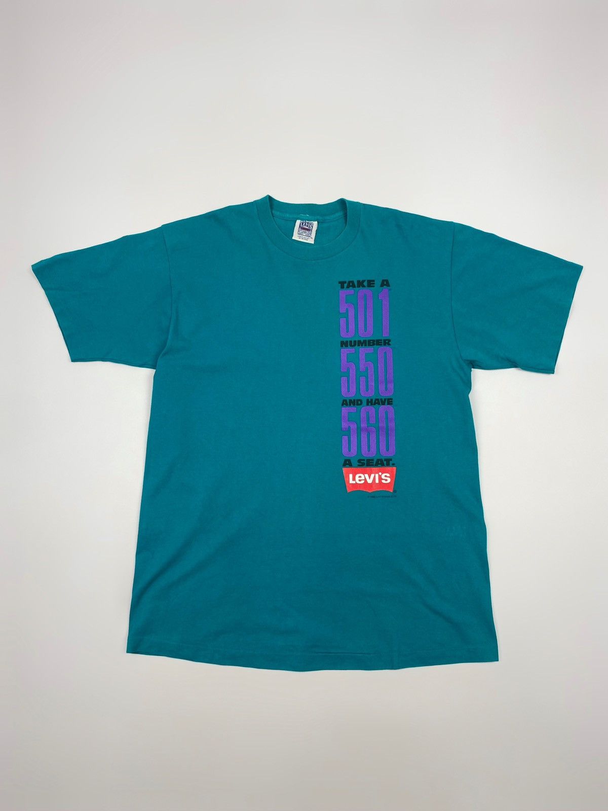 Levi's 1990’s Vintage Levi’s Jeans Graphic Promo Tee Size US XL / EU 56 / 4 - 1 Thumbnail