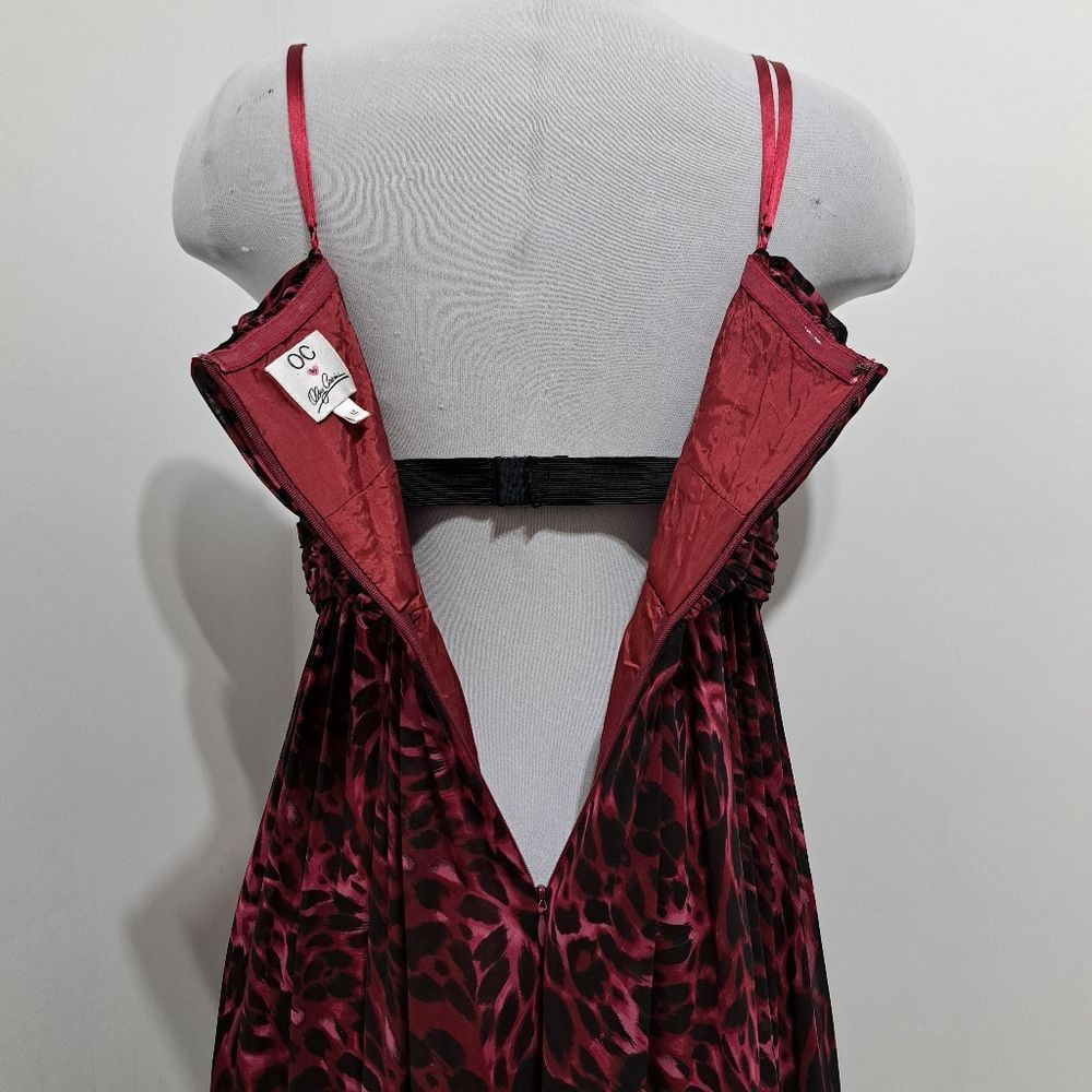 Oleg Cassini Oleg Cassini Floral Print Chiffon Knee Length Burgundy/Black Size XL / US 12-14 / IT 48-50 - 8 Thumbnail