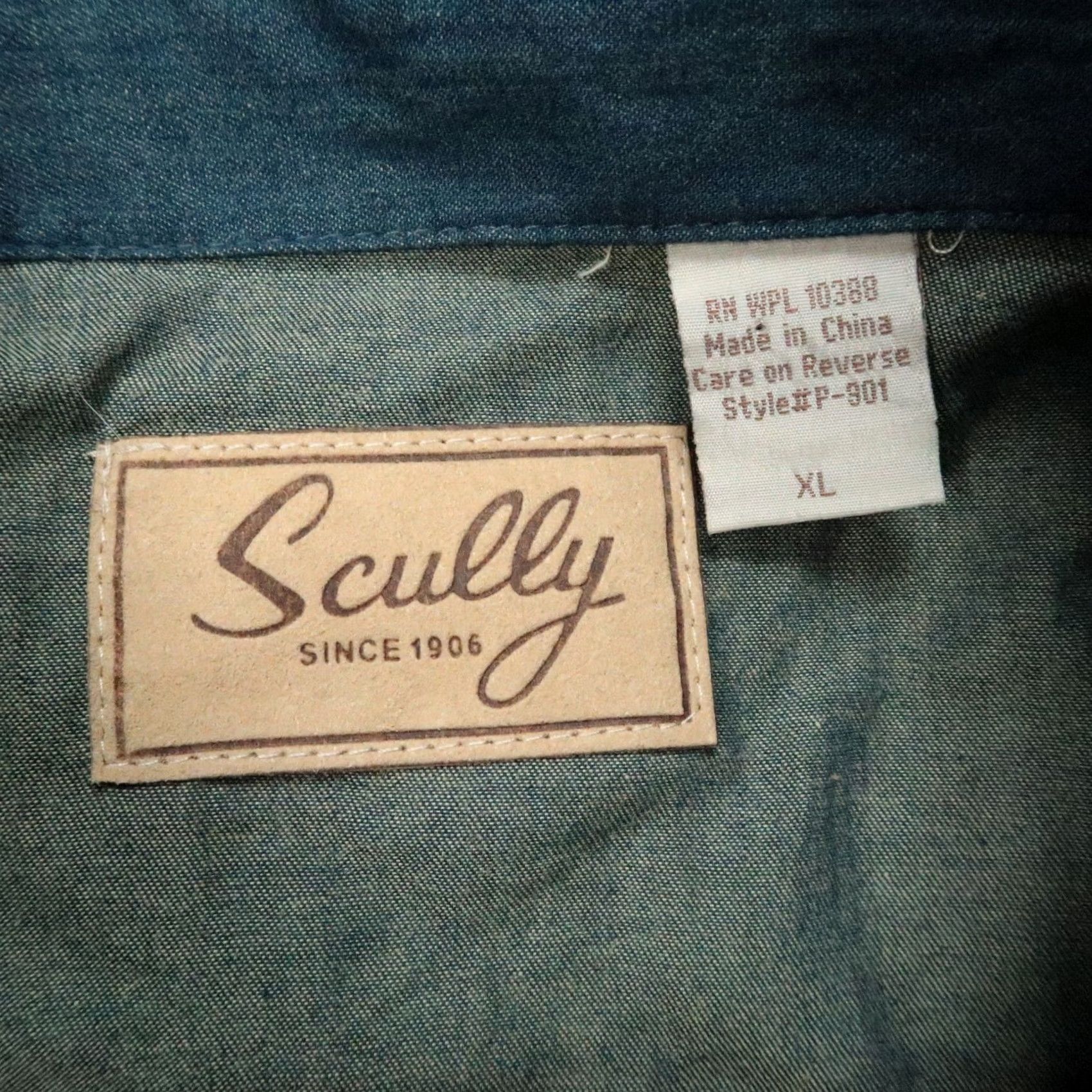 Scully VINTAGE Scully Shirt Mens XL Blue Western Pearl Snap Smile Pocket Cowboy Long Sleeve Size US XL / EU 56 / 4 - 3 Thumbnail