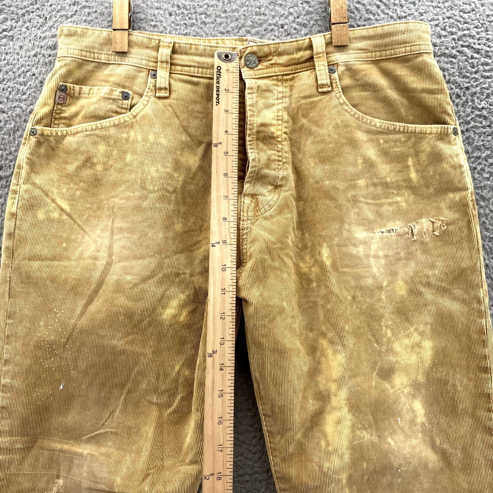 Vintage AG Adriano Goldschmied The Clyfton Corduroy Jeans Men's 32x28 Beige 90s Grunge Workwear Durable Relaxed Jeans Mens Size US 32 / EU 48 - 6 Thumbnail