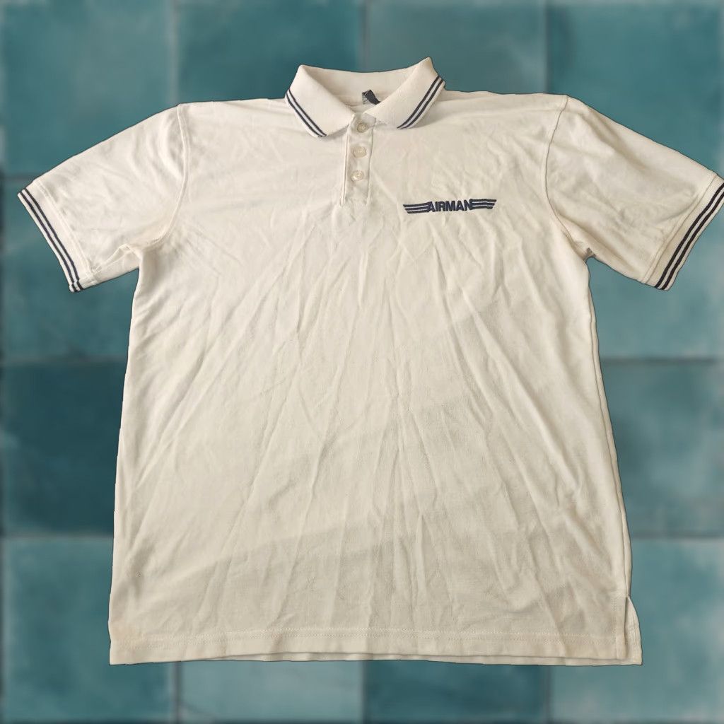 Vintage LADA Men's Polo Shirt White Embroidered Airman Military Casual Short Sleeve Regular Fit XS? Not applicable? Size US M / EU 48-50 / 2 - 1 Thumbnail