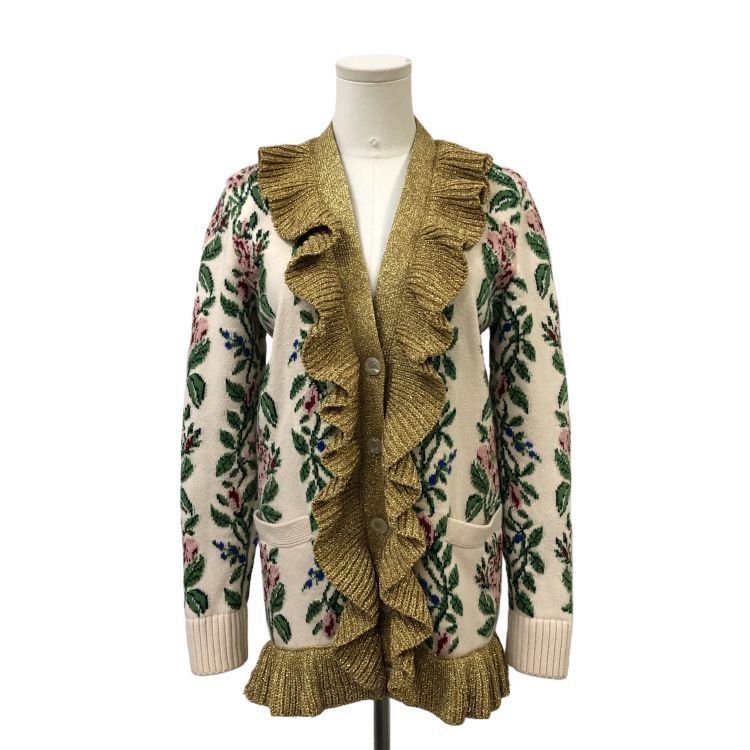 Gucci Gucci Floral Metallic Ruffle Cardigan Size XS Size XS / US 0-2 / IT 36-38 - 1 Thumbnail